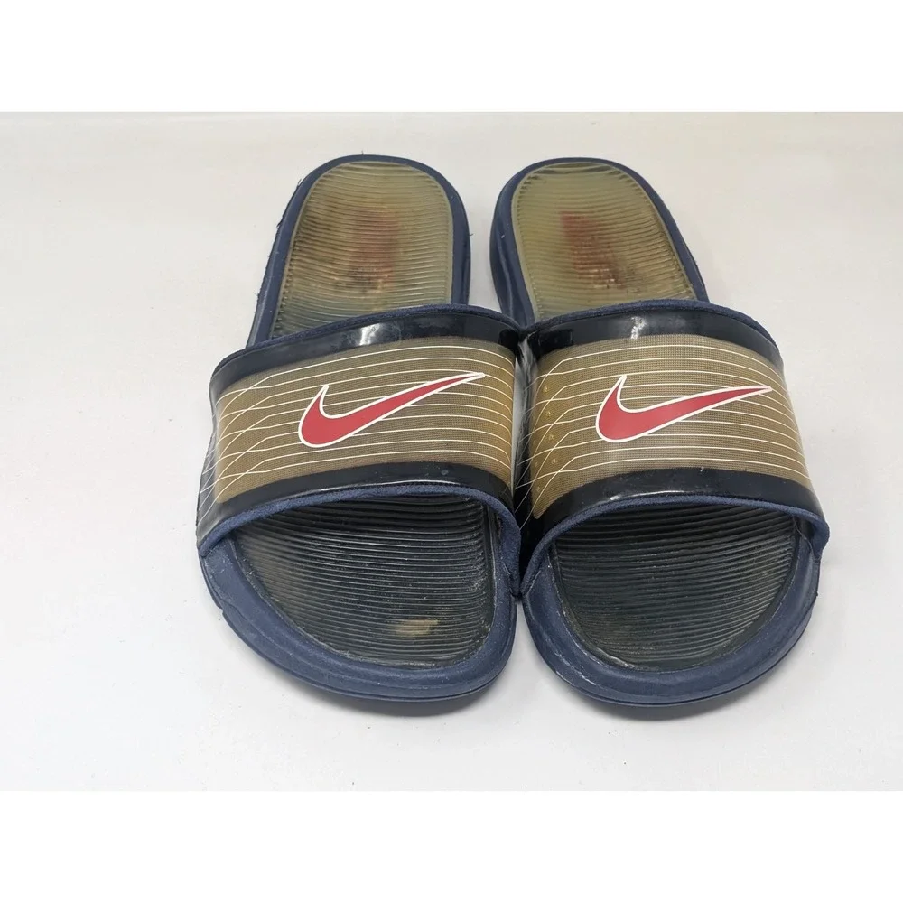 Vintage Nike Slide Sandals Men's Size 13 90s Y2K Blue Brown